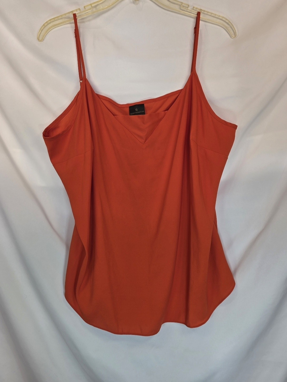 Worthington Orange Lightweight Party Casual Office Fun Silky Camisole Top Sz XL